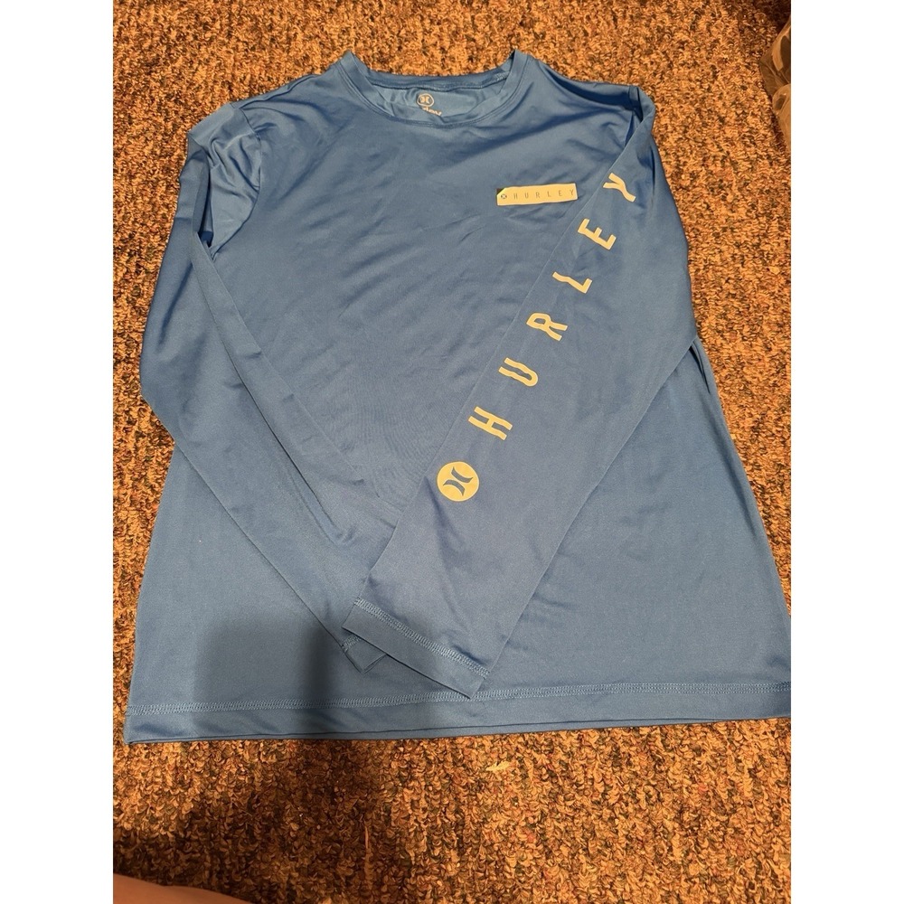 Men's Hurley Long Sleeve UPF 50+ T-shirt SIZE S Royal Blue Quick Dry Stretchy